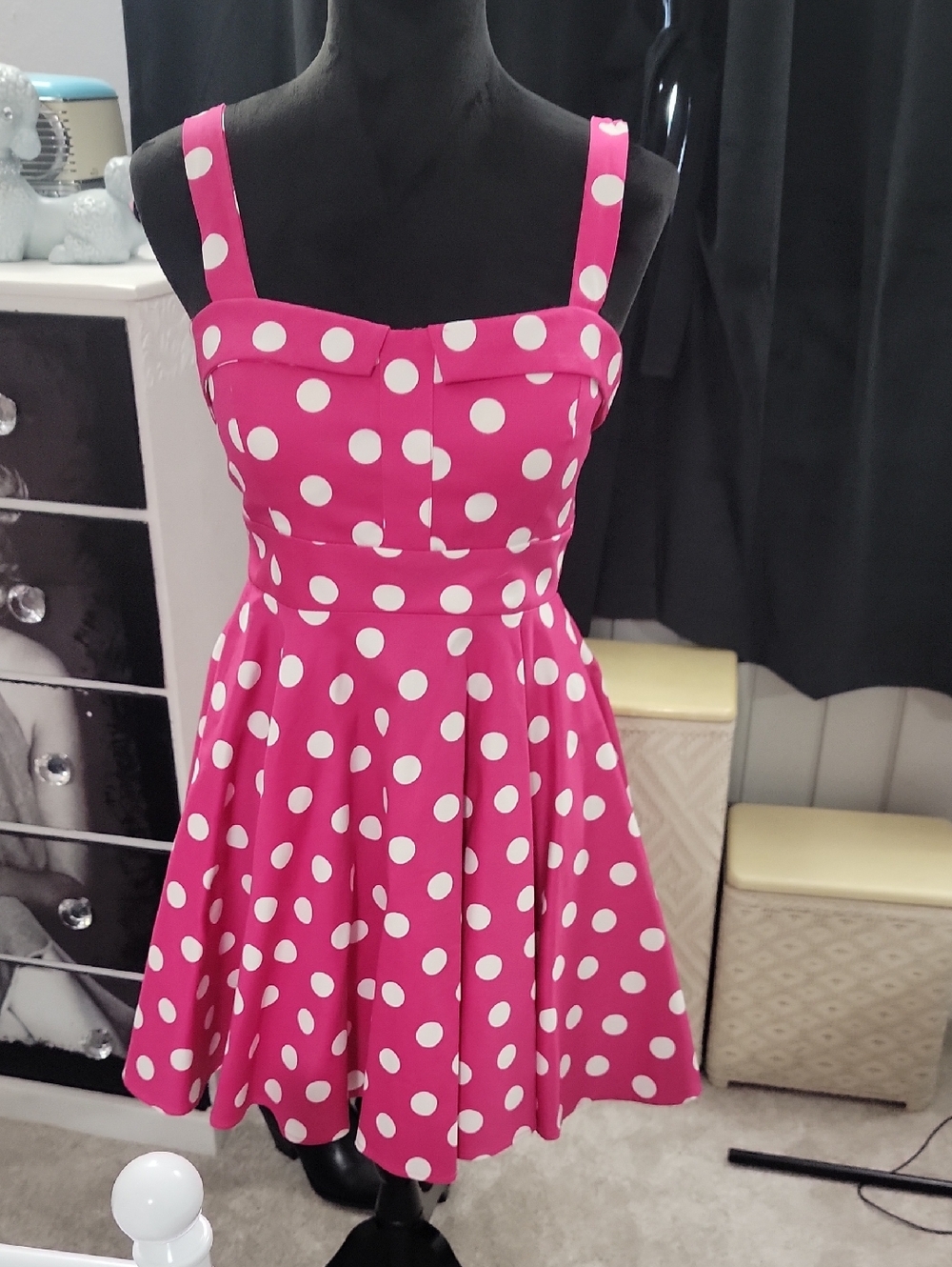 Hot Pink and White Polka Swing Dress